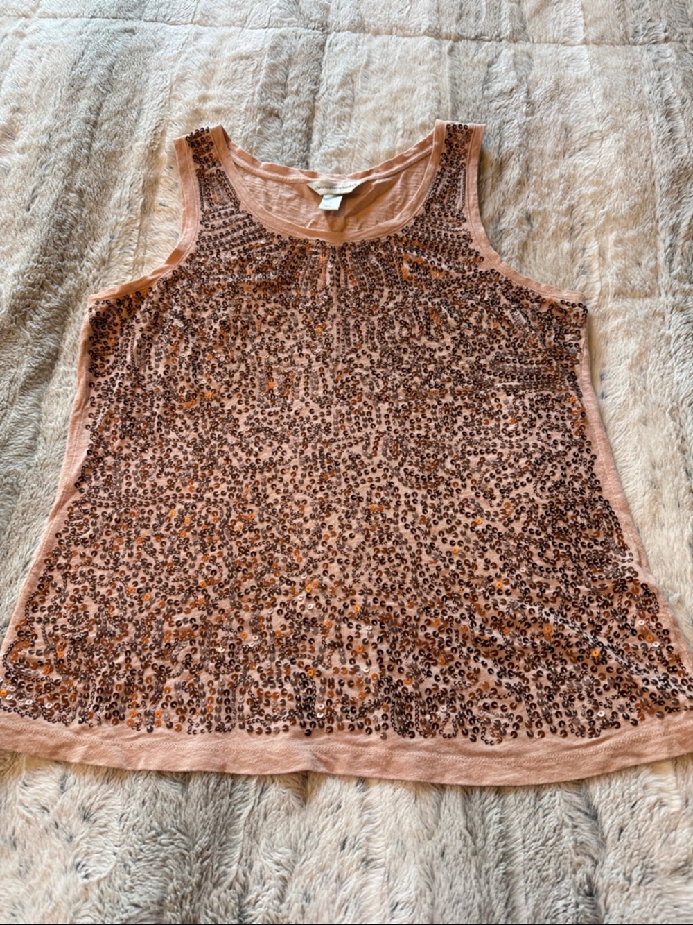 Christopher & Banks Sleeveless Pink Sequin Embellished Tank Top - Women